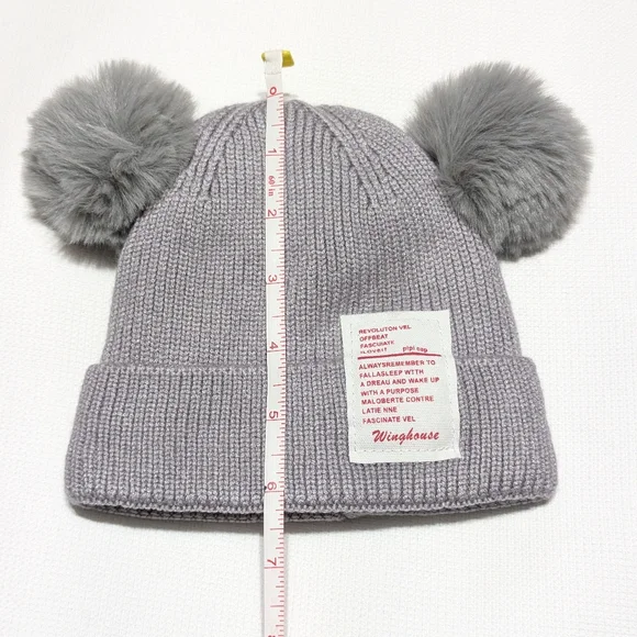 WingHouse Gray Pom-Pom Knit  Beanie for Infants - Picture 6 of 7